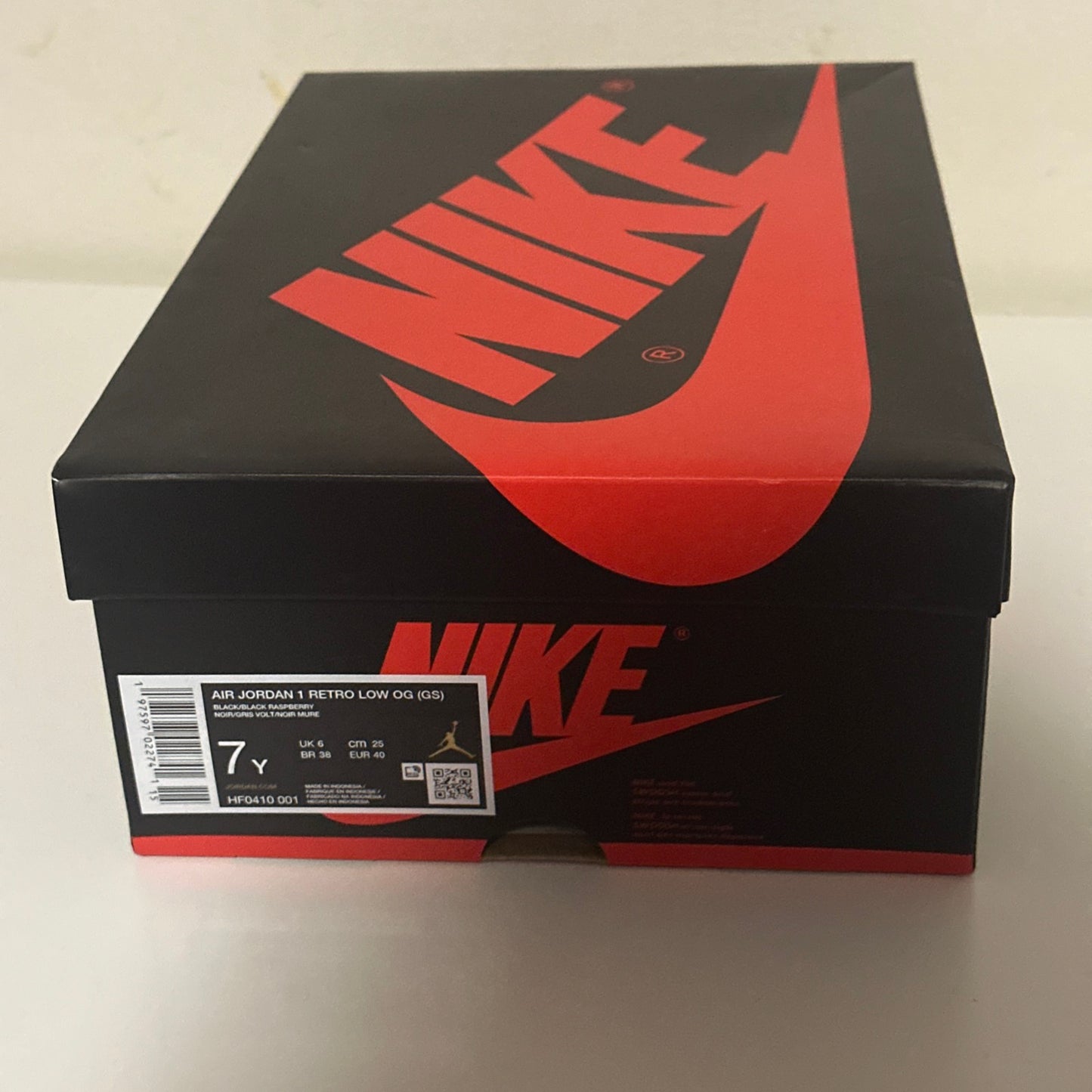 RARE Nike Air Jordan 1 Low OG Black Raspberry (HF0410 001) GS 'Glow in the Dark' SIZE 7Y